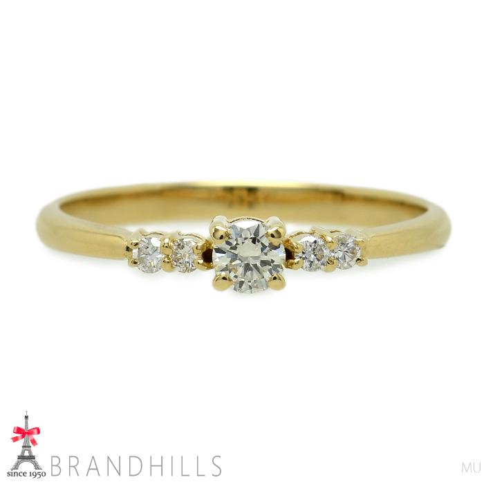ダイヤモンド 0.15ct リング K18金 750YG イエローゴールド 指輪 #11.5