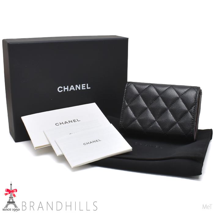シャネル 財布 三つ折り レディース キャビアスキン ブラック コンパクト A84401 CHANEL 未使用品の画像