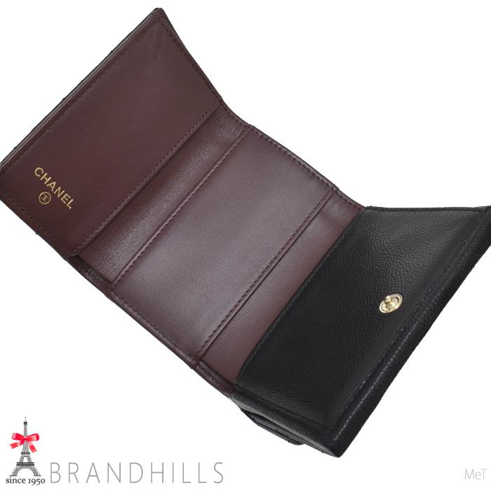 シャネル 財布 三つ折り レディース キャビアスキン ブラック コンパクト A84401 CHANEL 未使用品の画像