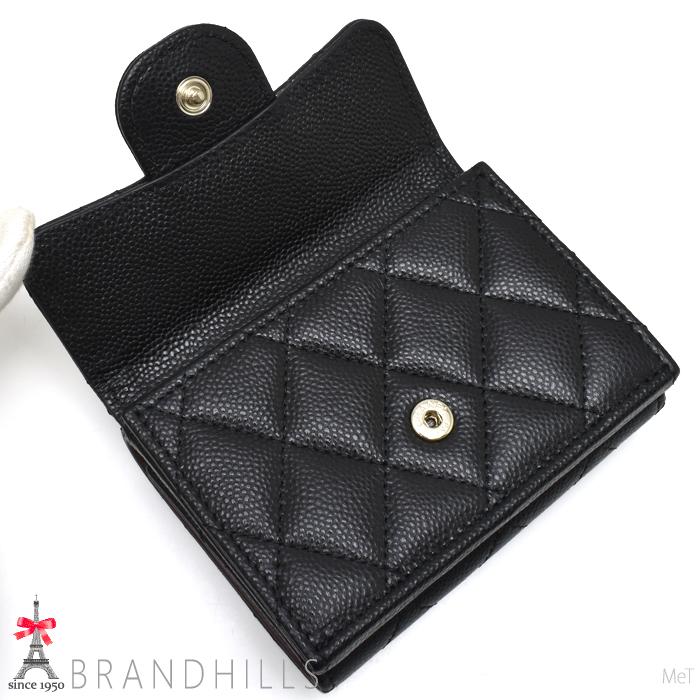 シャネル 財布 三つ折り レディース キャビアスキン ブラック コンパクト A84401 CHANEL 未使用品の画像