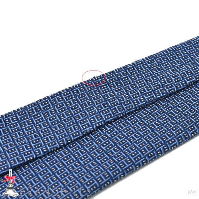 HERMES（エルメス） ネクタイ Hロゴ シルク100％ ブルー 剣先幅8cm