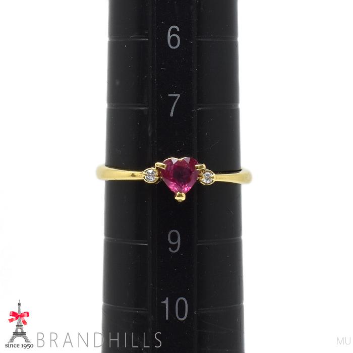 ルビー ダイヤモンド 0.02ct リング 鑑別書付 K18金 750YG イエロー 