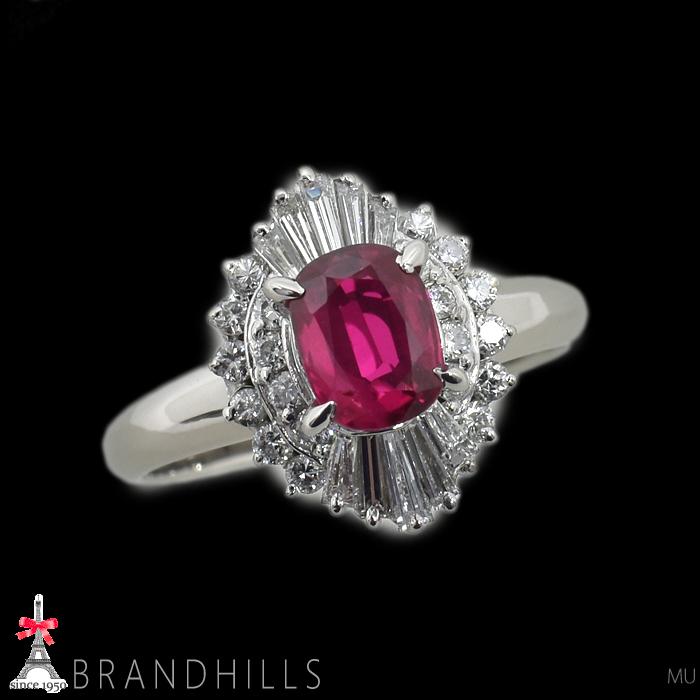 ルビー 0.90ct ダイヤモンド 0.45ct リング 鑑別書付 PT900 プラチナ
