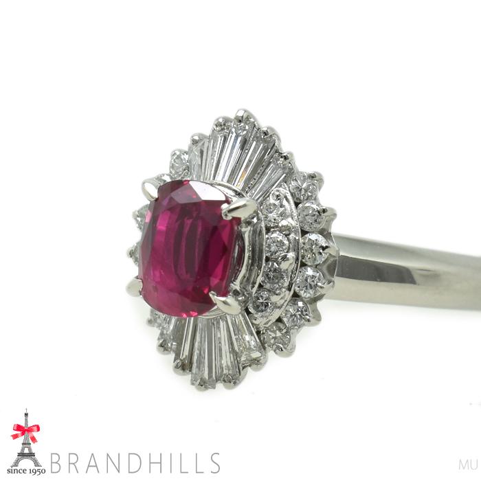 ルビー 0.90ct ダイヤモンド 0.45ct リング 鑑別書付 PT900 プラチナ