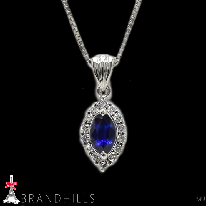 サファイア 1.06ct ダイヤモンド 0.32ct ネックレス 鑑別書付 PT900