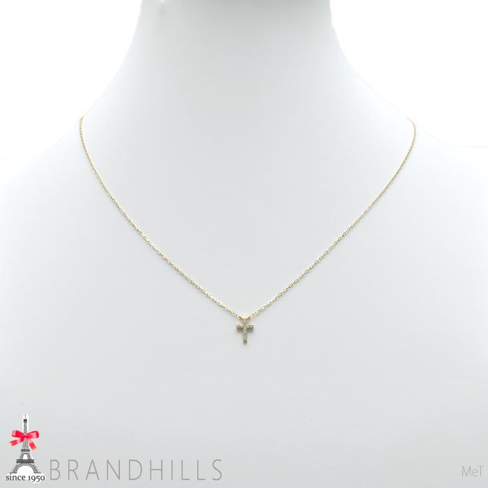 エテ ダイヤモンド 0.03ct ネックレス クロスモチーフ K10金 750YG