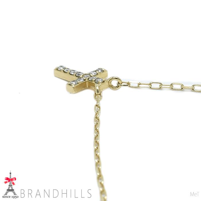 エテ ダイヤモンド 0.03ct ネックレス クロスモチーフ K10金 750YG
