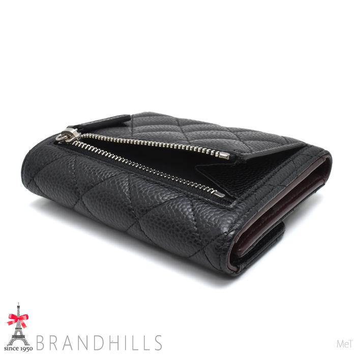 CHANEL シャネル 三つ折り財布 ブラック CHANEL（シャネル） 財布 三つ折り レディース キャビアスキン