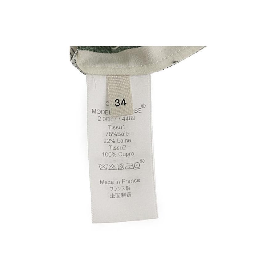 国内配送 セリーヌ 中古a サイズ 34 グリーン ブラック ホワイト 総柄 ノースリーブ ワンピース Celine ワンピース