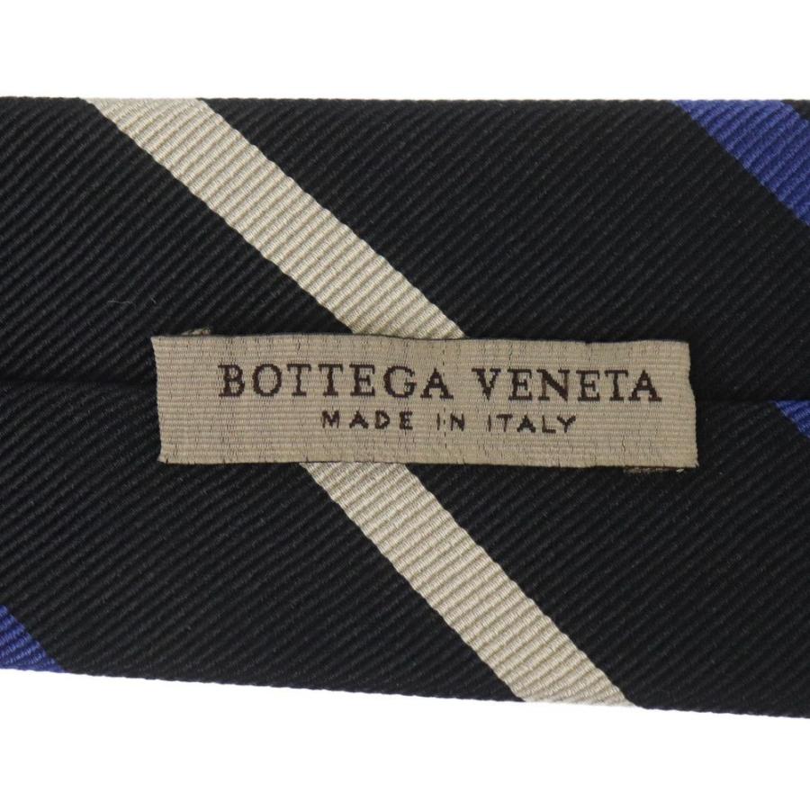 ボッテガヴェネタ BOTTEGA VENETA シルクネクタイ シルク100% ブラック ブルー ホワイト ストライプ 中古A 249236｜brandland-bundai｜05