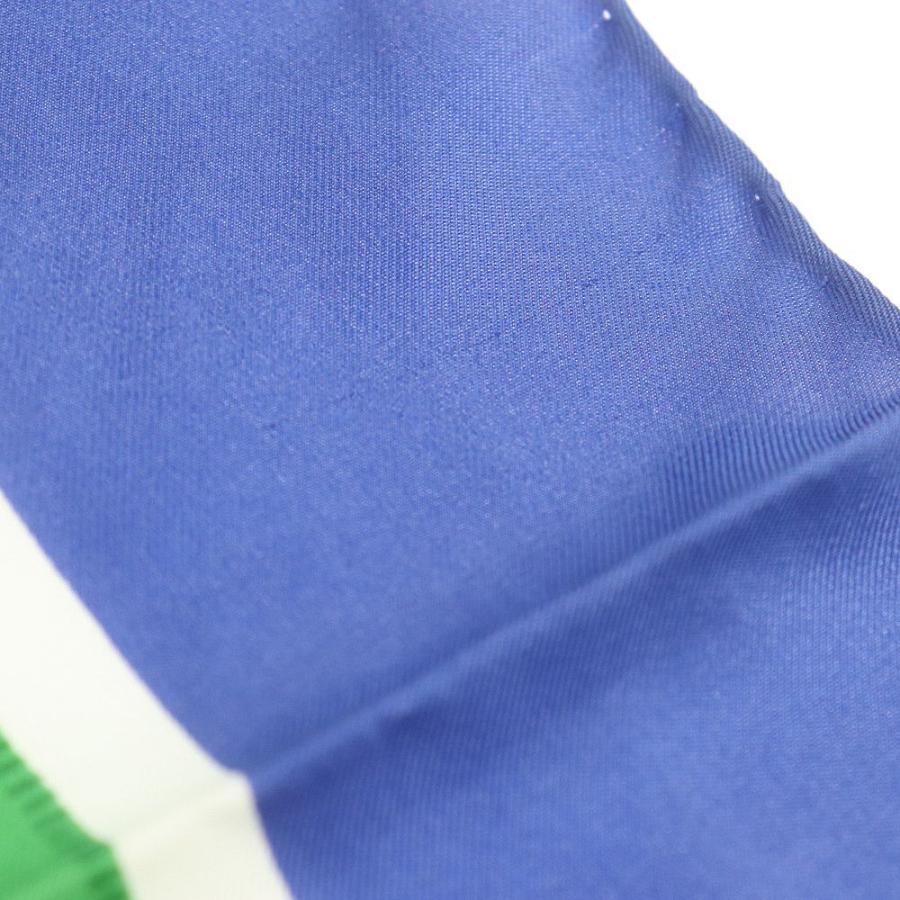 大流行中 セリーヌ Celine スカーフ リボン柄 ブルー グリーン シルク100 Ab 国産 Quindio Gov Co