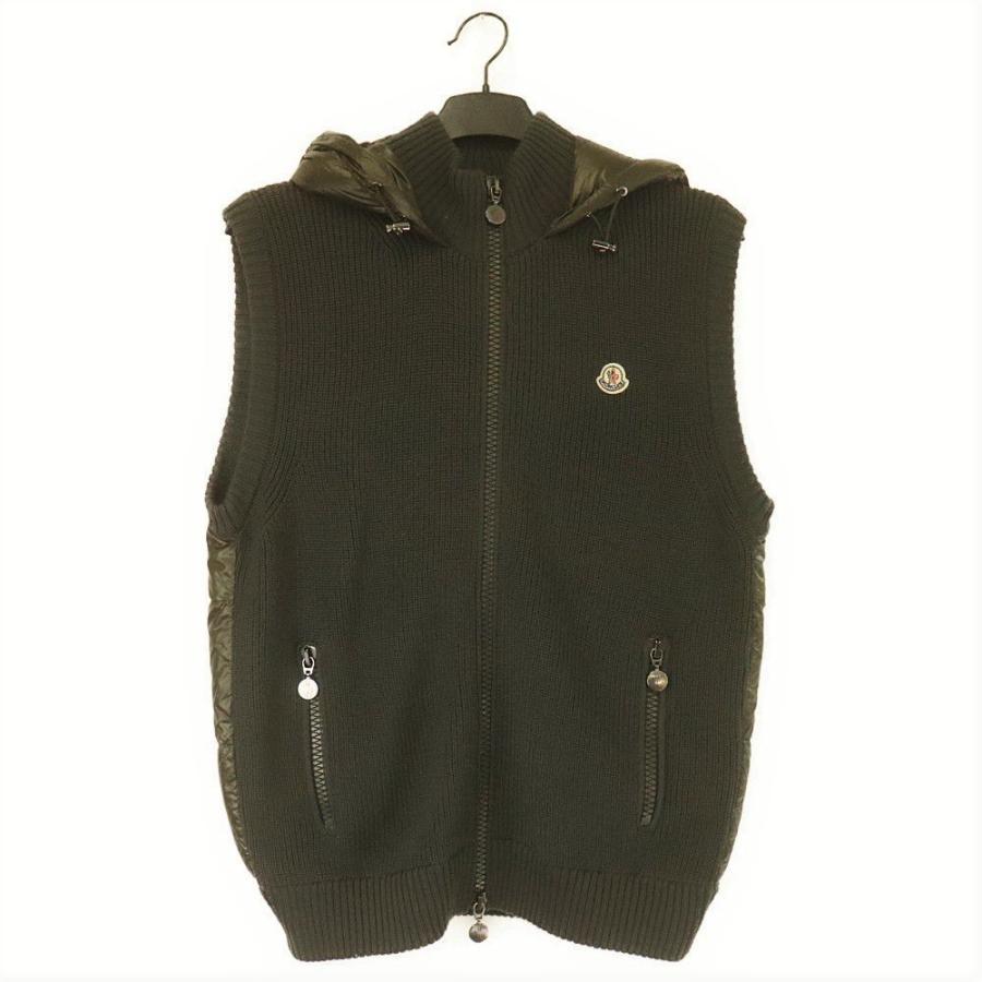 モンクレール Moncler ジャケット ニットダウンベスト Maglione Tricot Gilet Lサイズ メンズ 中古ab カーキ Tricot