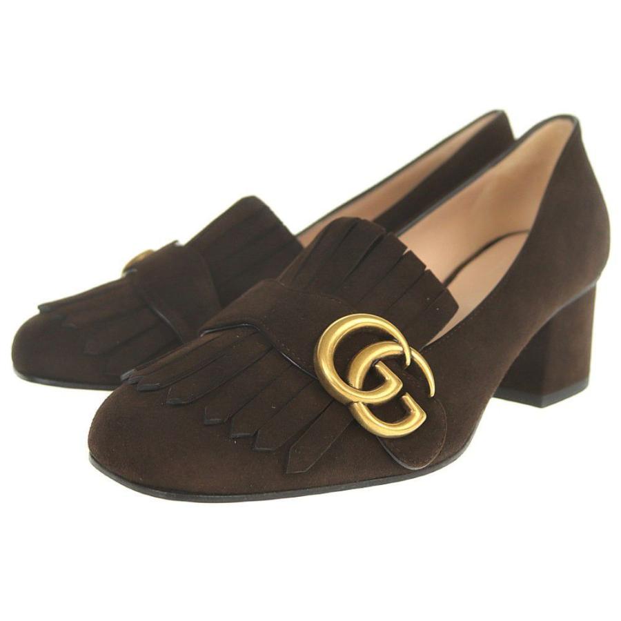 配送員設置送料無料 未使用 グッチ Gucci パンプス Ggマーモント ミッドヒールローファー サイズ35 1 2 22 5cm ブラウン スエード レディース靴 店長大暴走 クリアランスsale Www Skylanceronline Com