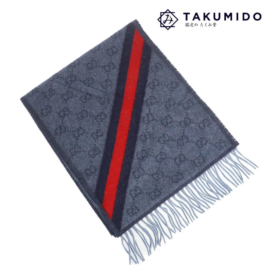 ♡美品♡GUCCIマフラー GUCCI（グッチ） 未使用 マフラー GGロゴ ブルー ウール 570603 277614