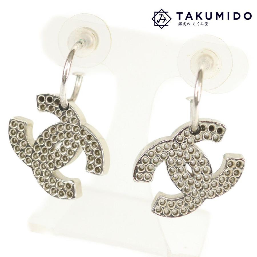 CHANEL シャネル パンチング ココマーク ピアス 03P シルバー  