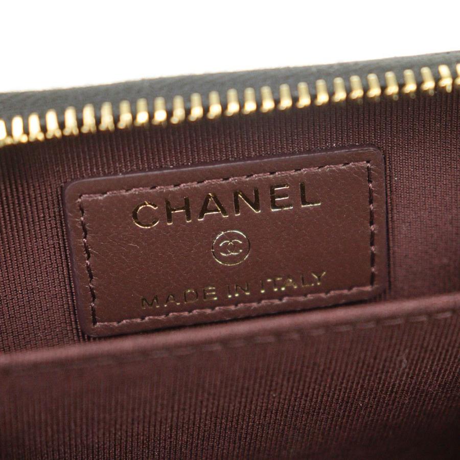 未使用 シャネル CHANEL カードケース マトラッセ ブラック ゴールド金具 ラムスキン コインケース 中古A 284447の画像