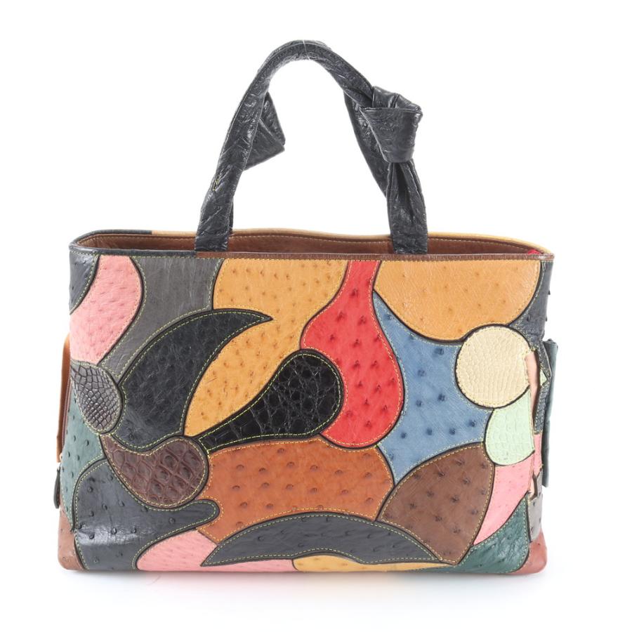 美品 JRA認定 クロコダイル オーストリッチ レザー トート バッグ 