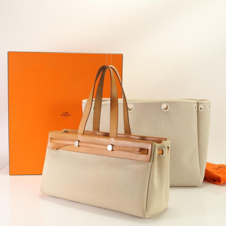 エルメス エールバッグ カバス GM □G 刻印 レザー キャンバス エルメス エールバッグ カバス GM □G 刻印 レザー キャンバス