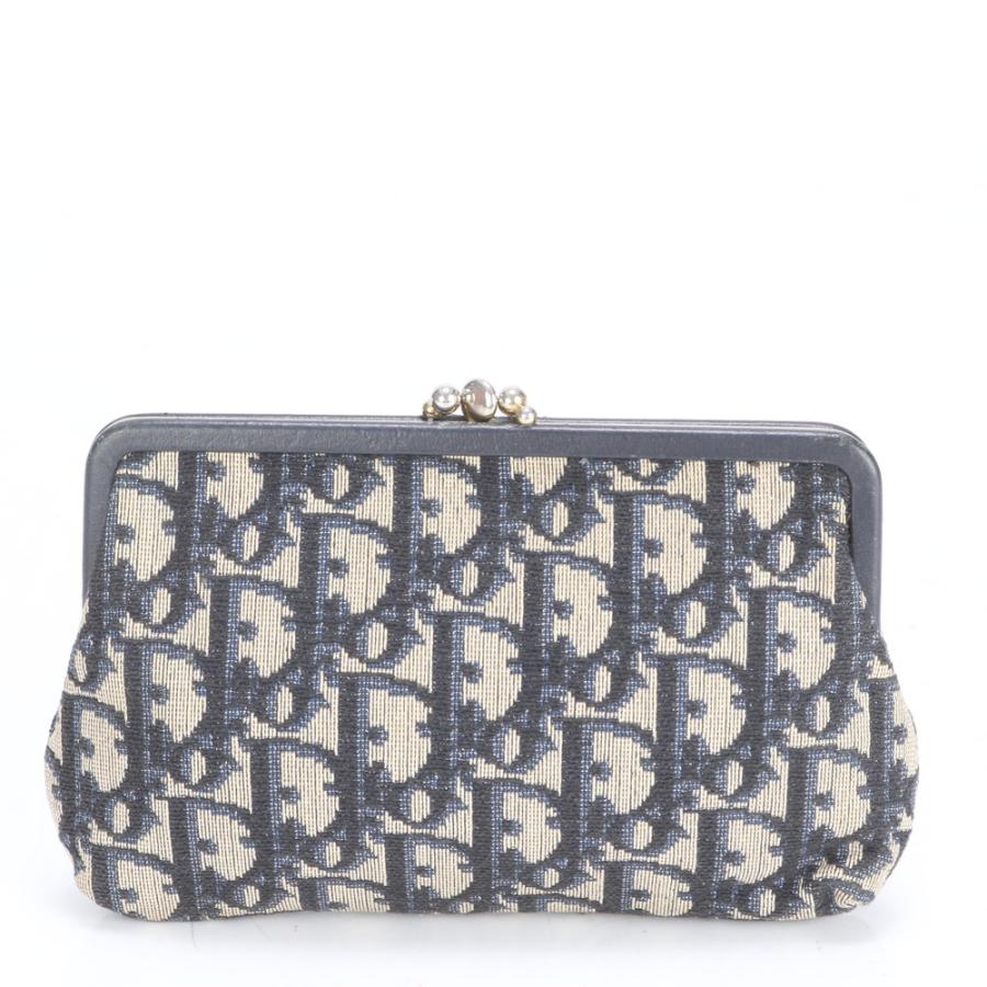 美品 クリスチャンディオール トロッター がま口 レザー キャンバス  