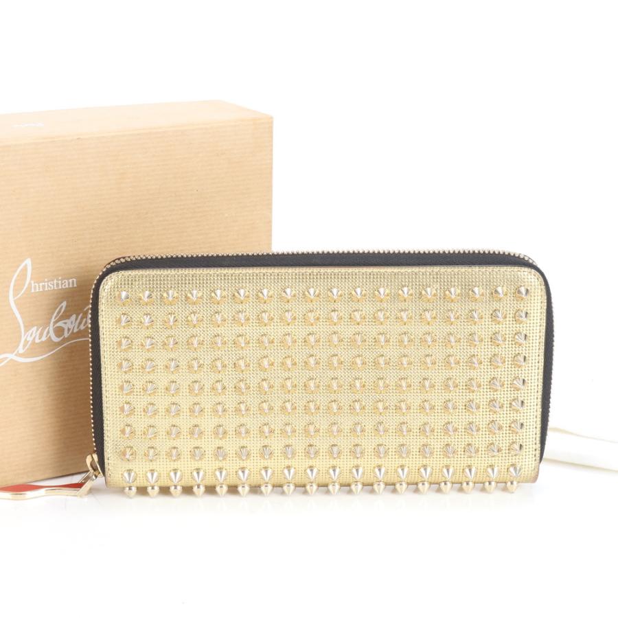 極美品 クリスチャン ルブタン スタッズ レザー 長財布 ウォレット  