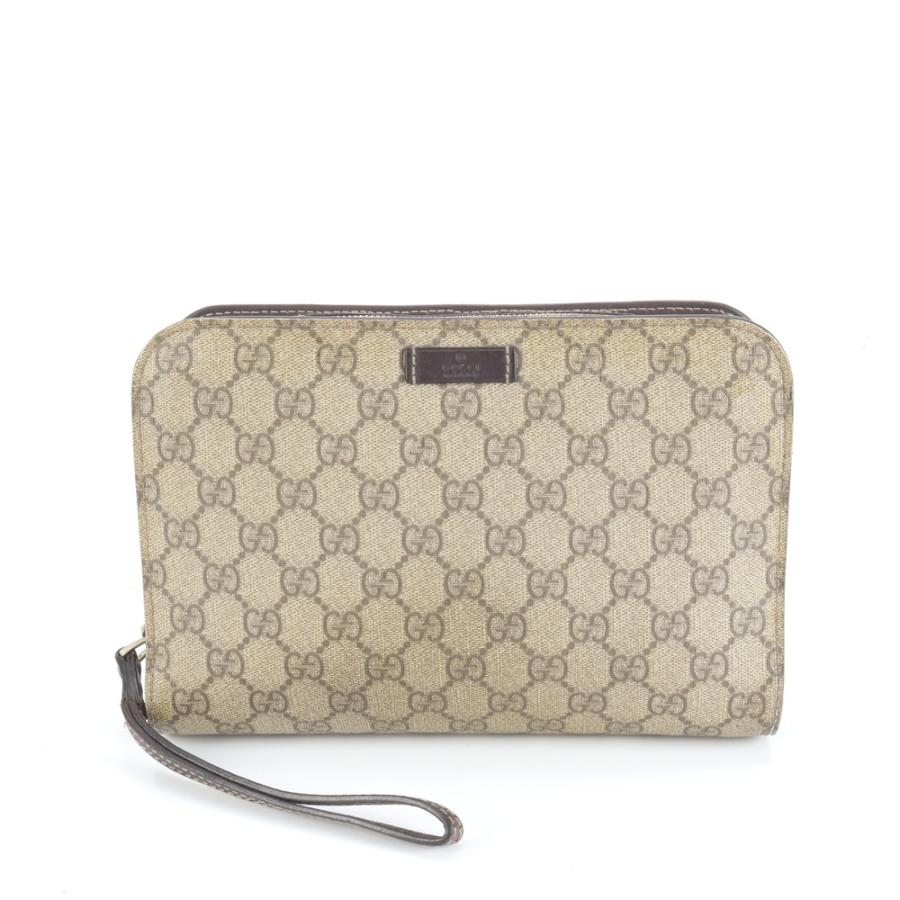 ✨美品✨GUCCI GG クラッチバッグ ベージュ ブラウン ロゴ 金具 レザー