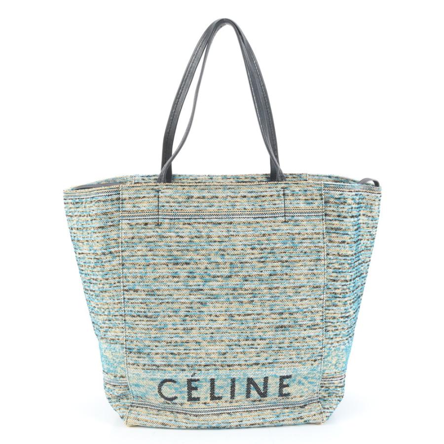 極美品 セリーヌ カバファントム ミディアム レザー キャンバス トート