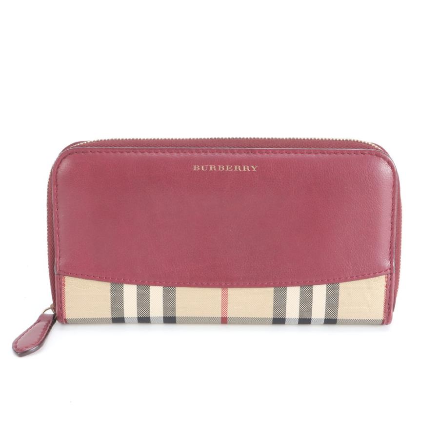 美品 バーバリー ノバ チェック レザー キャンバス 長財布 ウォレット 