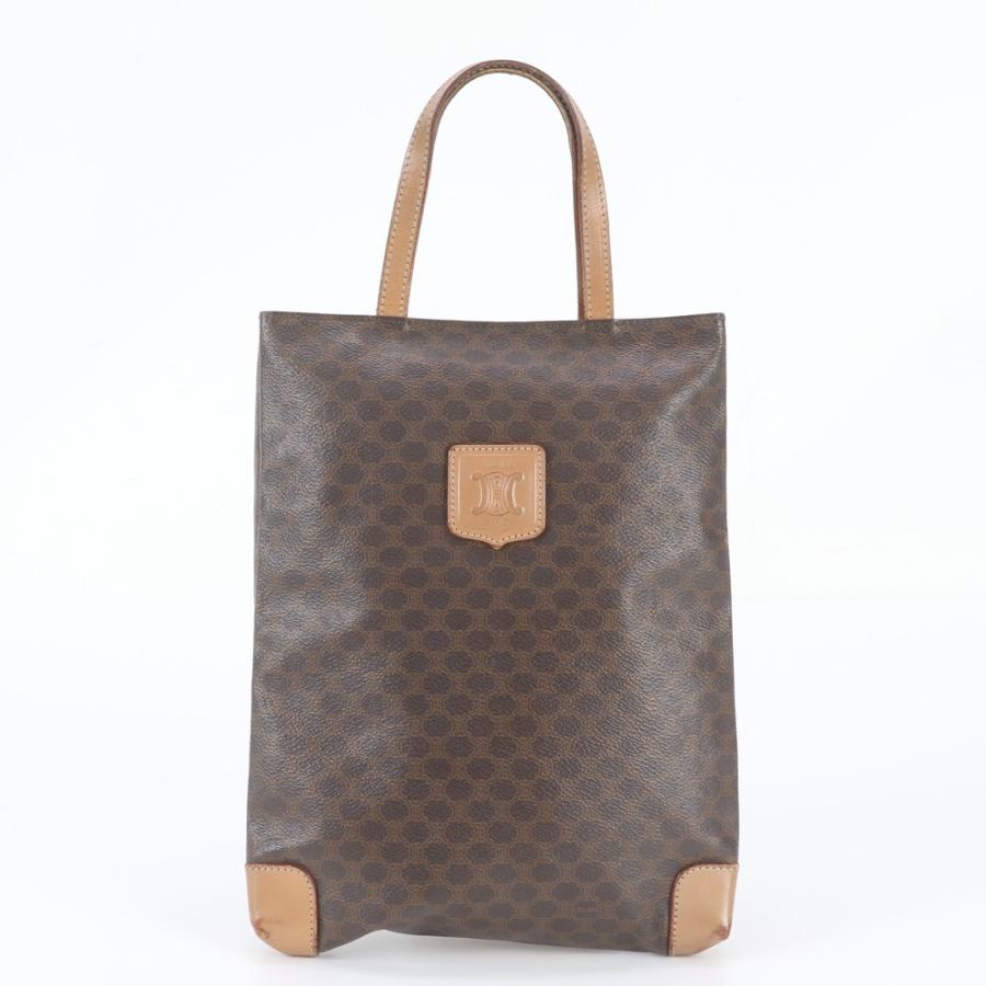 CELINE マカダム レザー トートバッグ 美品 セリーヌ マカダム レザー トート バッグ 肩掛け ショルダー
