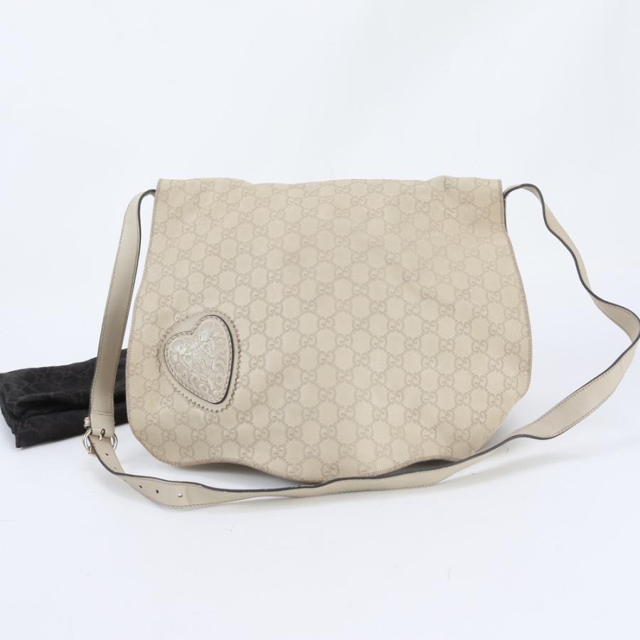 美品 グッチ グッチシマ ハート エンブレム 212572 レザー ショルダー 