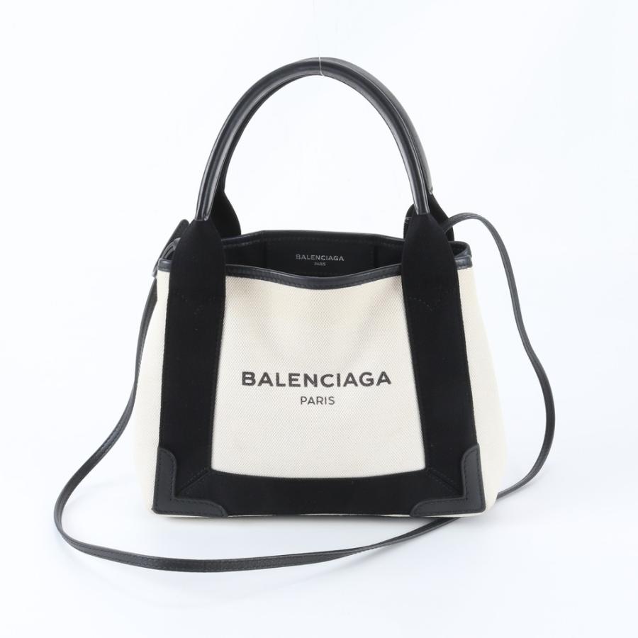 美品 バレンシアガ ネイビーカバス レザー キャンバス 2WAY ショルダー 