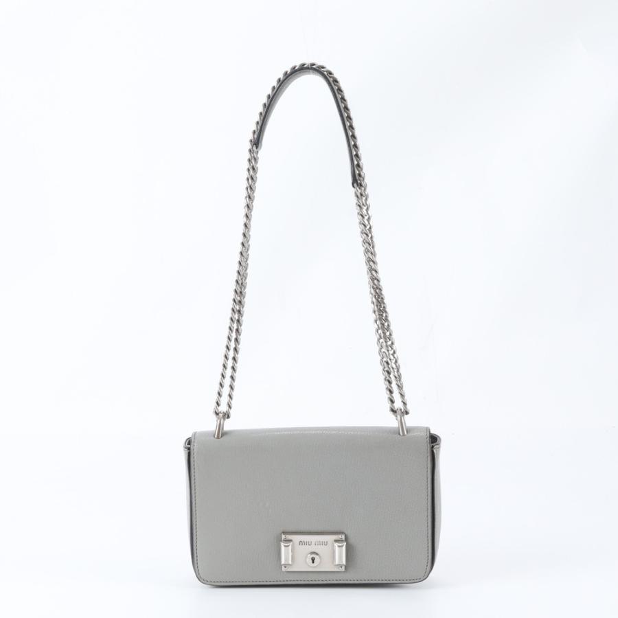 美品 ミュウミュウ レザー 2WAY チェーン ショルダーバッグ 斜め掛け 