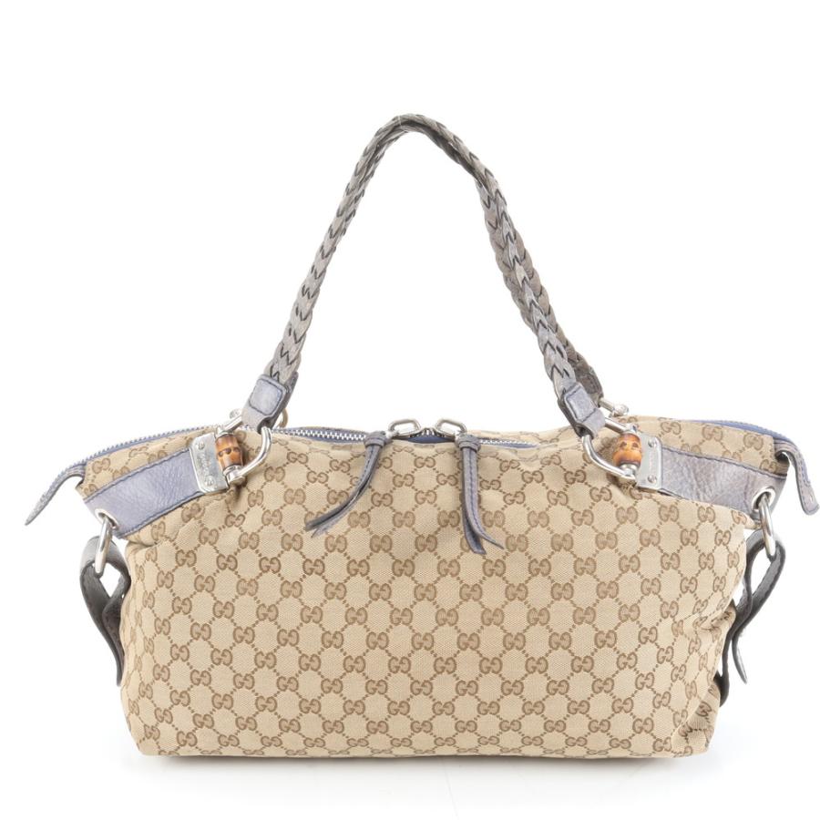 グッチ GG キャンバス バンブー 232959 編みこみ レザー トート バッグ