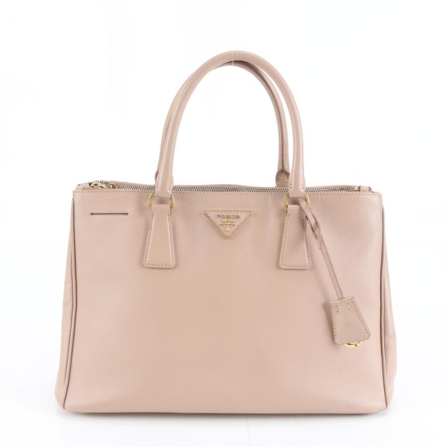 極美品 プラダ ガレリア サフィアーノ レザー 三角ロゴ トート バッグ