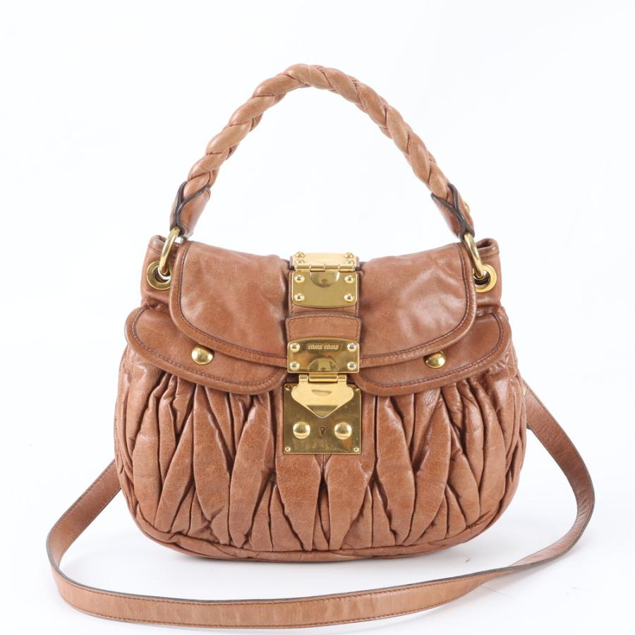 美品 ミュウミュウ 2way ショルダーバッグ マテラッセ ゴールド金具