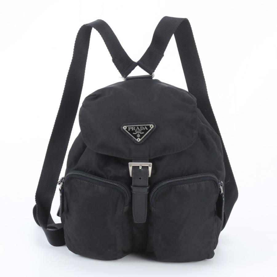 【美品✨】プラダ　リュック　バッグパック　トライアングル　テスートナイロン　黒 美品 プラダ テスート ナイロン トライアングルロゴ レザー リュック