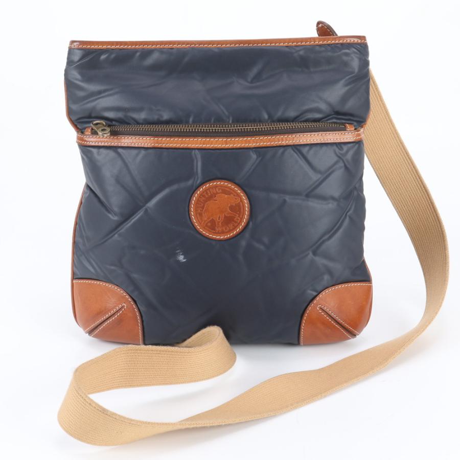 美品 ハンティングワールド バチュークロス レザー ショルダーバッグ 