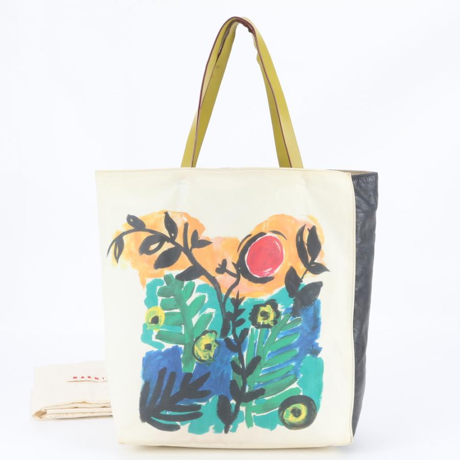 美品 MARNI マルニ レザー トート バッグ フラワー モチーフ 肩掛け 
