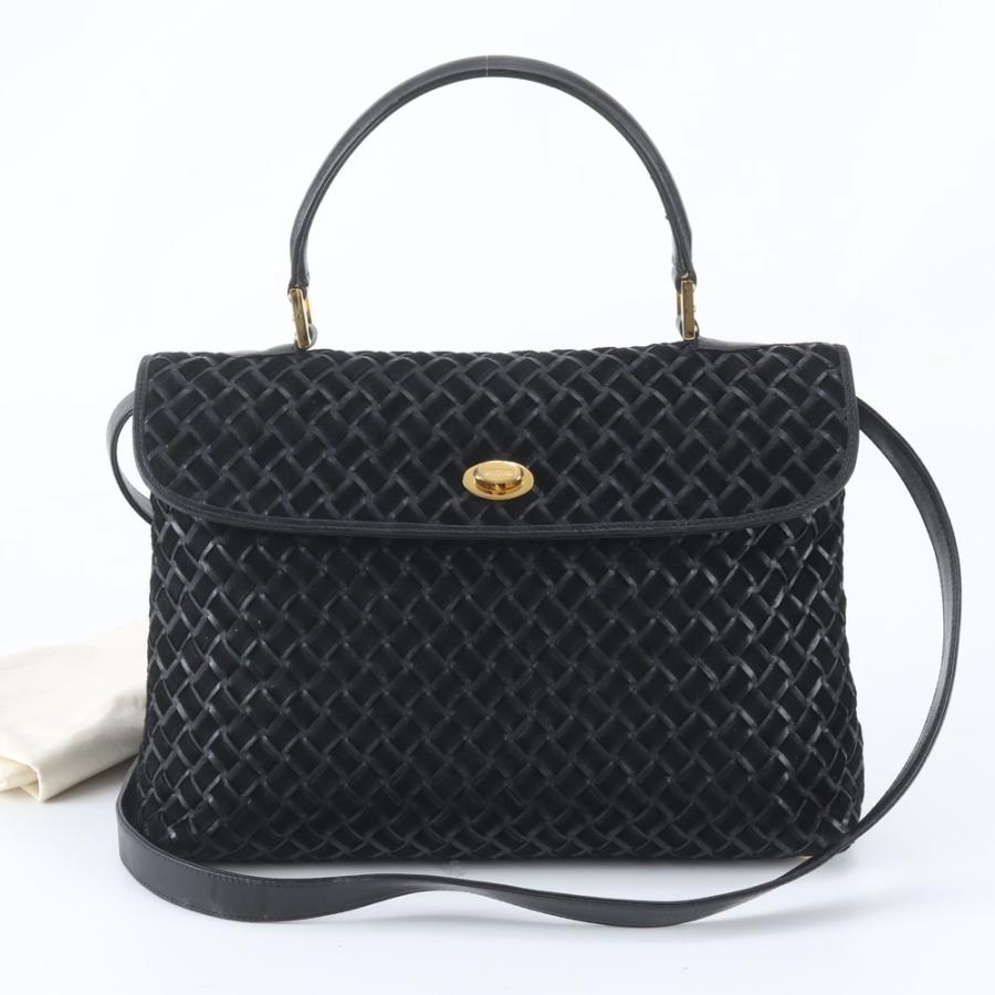 美品 バリー 編み込み レザー 2WAY ショルダーバッグ 斜め掛け ハンド 