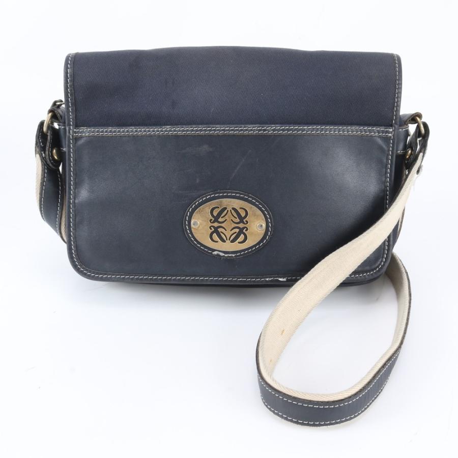 LOEWE ロエベ　アナグラムキャンバス　ショルダーバッグ ロエベ アナグラム レザー キャンバス ショルダーバッグ 斜め掛け