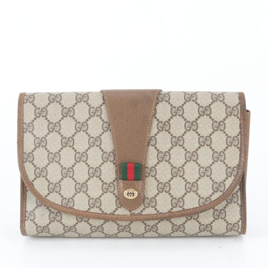 GUCCI グッチ クラッチバッグ シェリーライン GGスプリーム PVC 本革 オールド グッチ GG スプリーム シェリー ライン 8901030 レザー