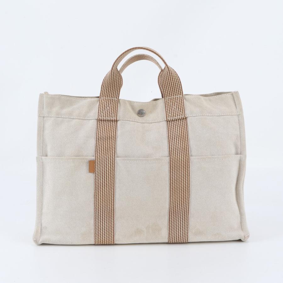 エルメス ニュー フールトゥ MM レザー キャンバス トート バッグ