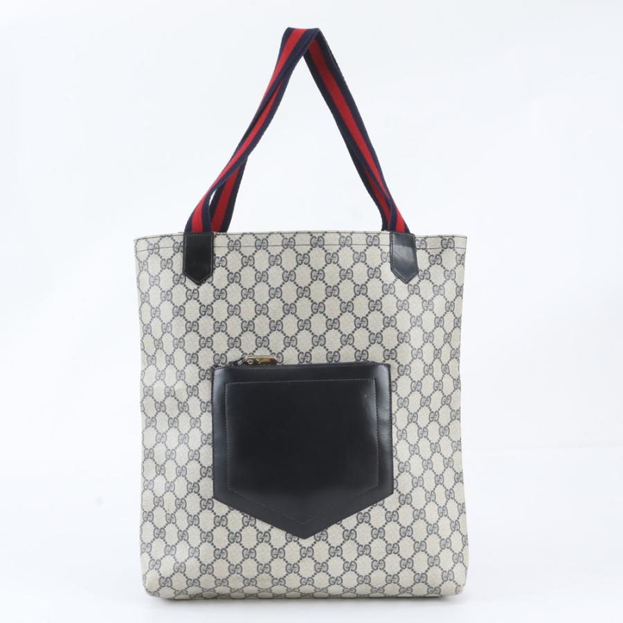 美品 グッチ GGスプリーム レザー トート バッグ ショルダー ビジネス 