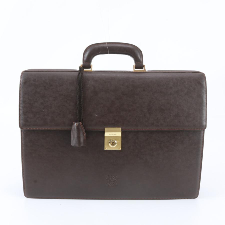 【美品】ロエベ　2way ビジネスバッグ　レザー　A4可　アナグラム　濃茶 美品 ロエベ アナグラム レザー ビジネス バッグ 書類鞄 ブリーフ