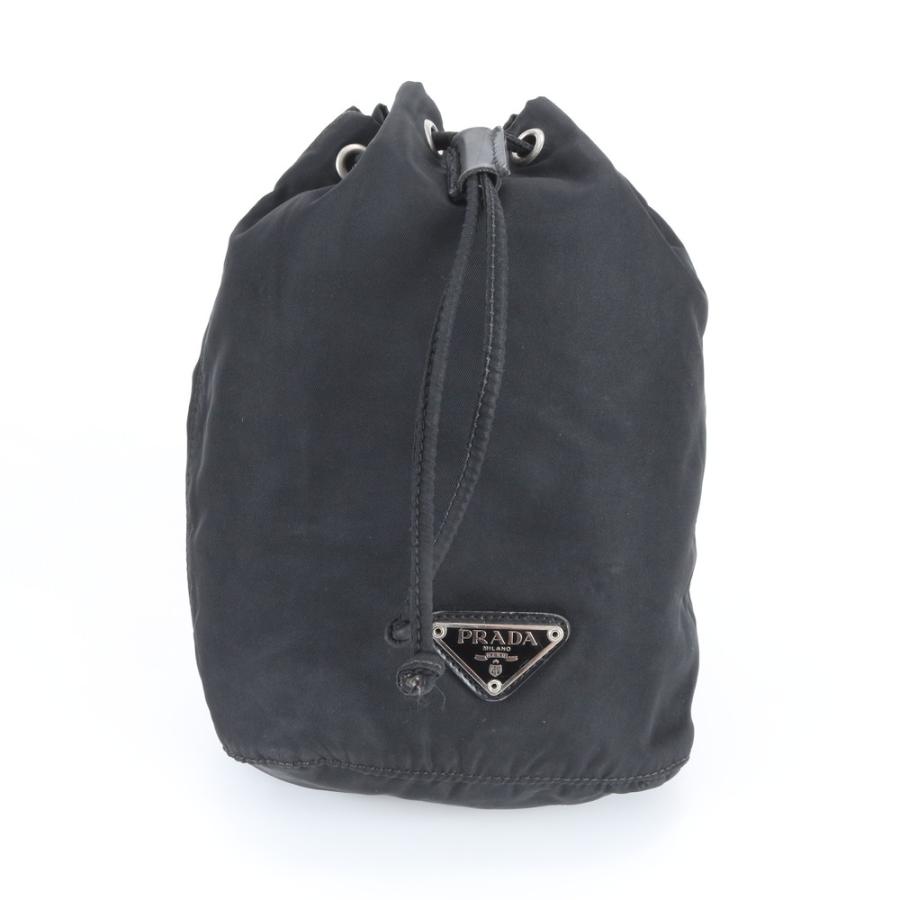 【極美品】PRADA テスートナイロン　ポーチ　トライアングルロゴ　黒 美品 プラダ テスート ナイロン トライアングルロゴ 巾着 型 ポーチ