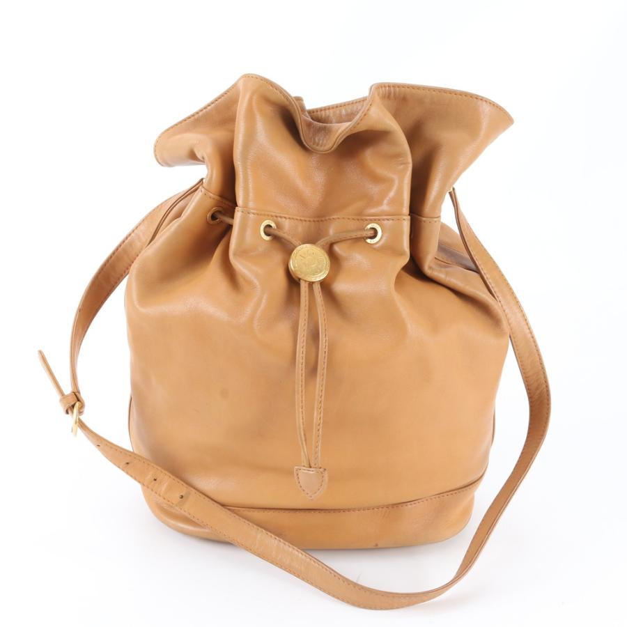 美品 ヴィンテージ グッチ ドローストリング 巾着 レザー ショルダー 