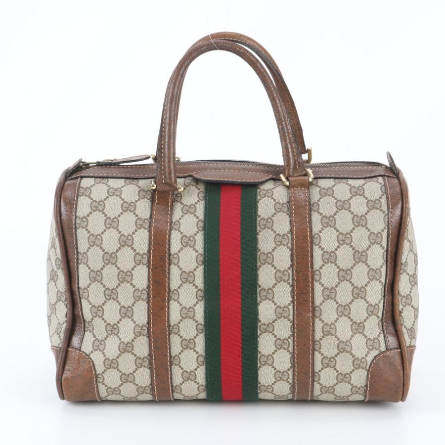美品✨GUCCI ミニボストン ハンドバッグ GGスプリーム シェリーライン ヴィンテージ グッチ GGスプリーム シェリー ライン ミニ ボストン