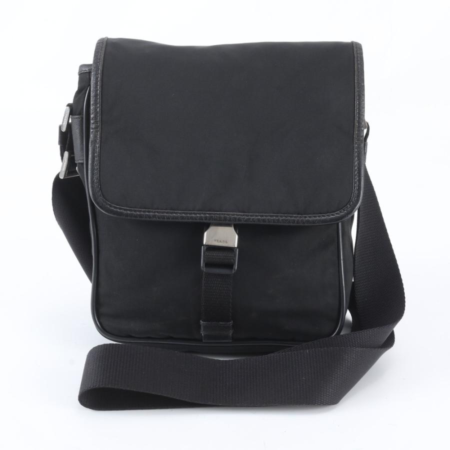 美品 プラダ テスート ナイロン トライアングルロゴ レザー ショルダー
