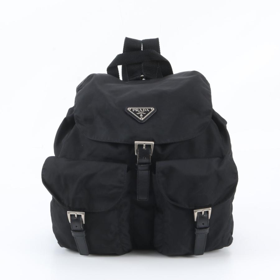 美品 プラダ テスート ナイロン トライアングルロゴ レザー リュック