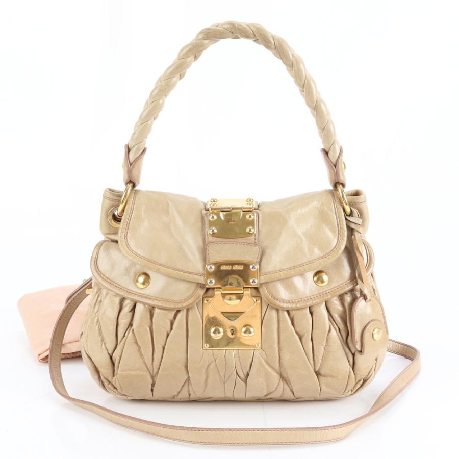 美品 ミュウミュウ マテラッセ レザー 2WAY ショルダーバッグ 斜め掛け