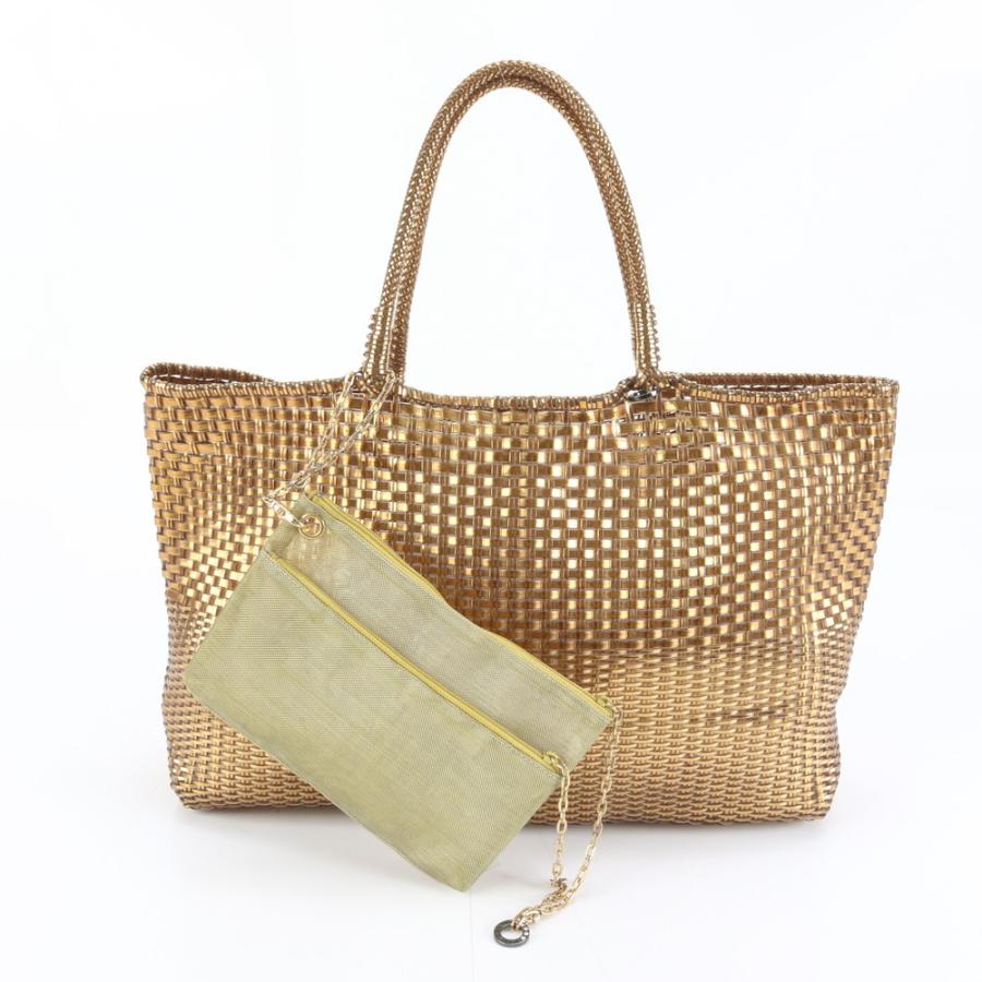 美品 アンテプリマ イントレッチオ 編み込み ポーチ 付 トート バッグ